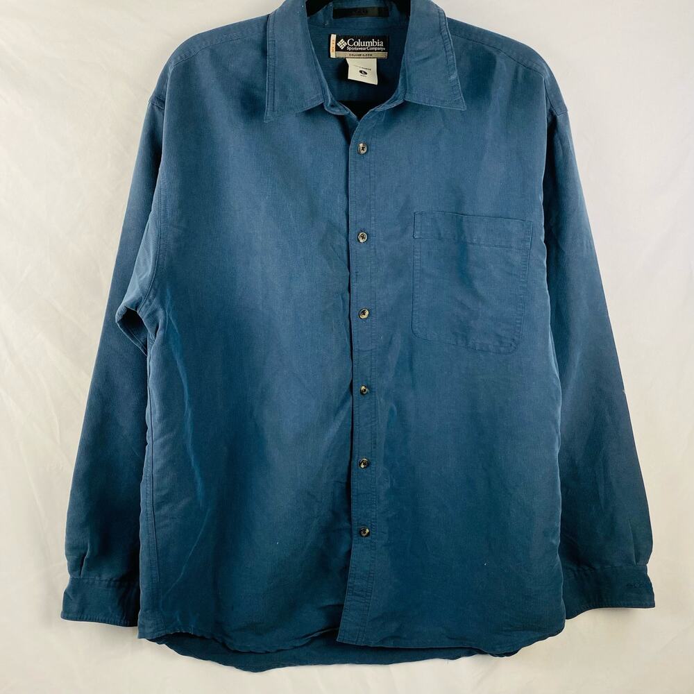 Men's Columbia XCO Dark Green Shirt ‎ Button Front Size Large